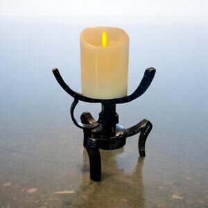 Wrought Iron Candle Holder-Brutalist-Castle-Gothic-Abstract-Vintage-Modern Art